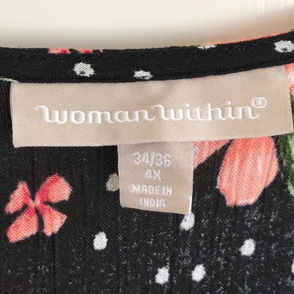 WOMAN WITHIN Maxi Dress Black Floral Short Sleeve V Neck Women’s Plus Size 4X 34 - Picture 10 of 15